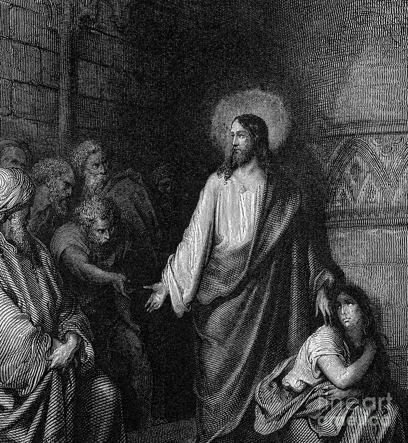 Jesus And The Woman Taken In Adultery Drawing By Gustave Dore Fine