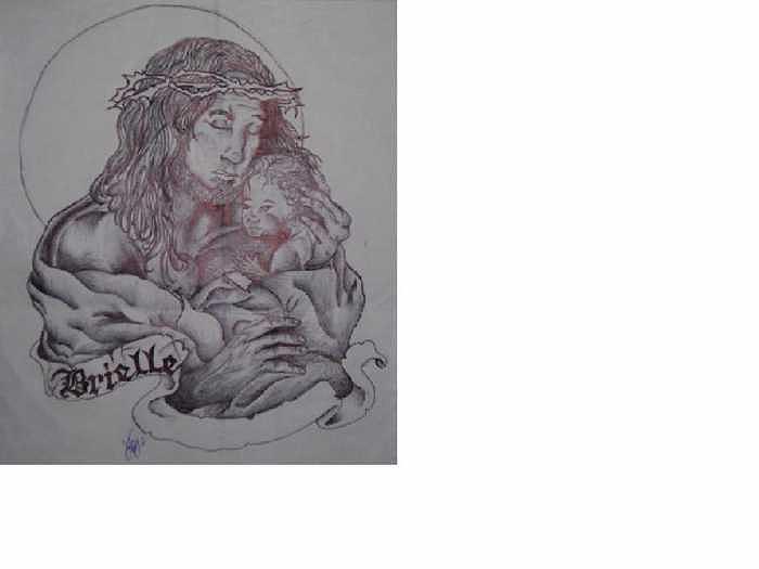 Pen Drawing - Jesus and thy child by Joshua Moore Pen Drawing - Jesus and thy child by Joshua Moore