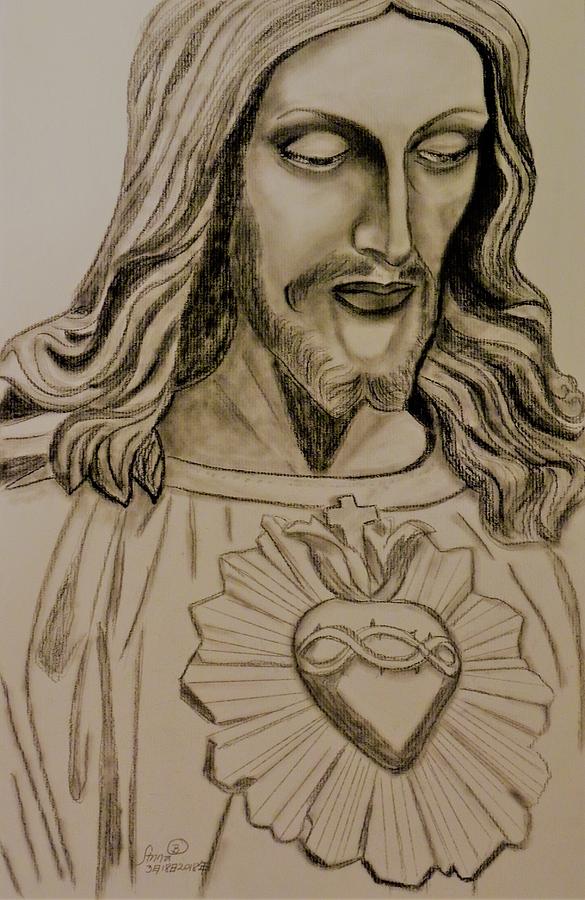heart of jesus sketch