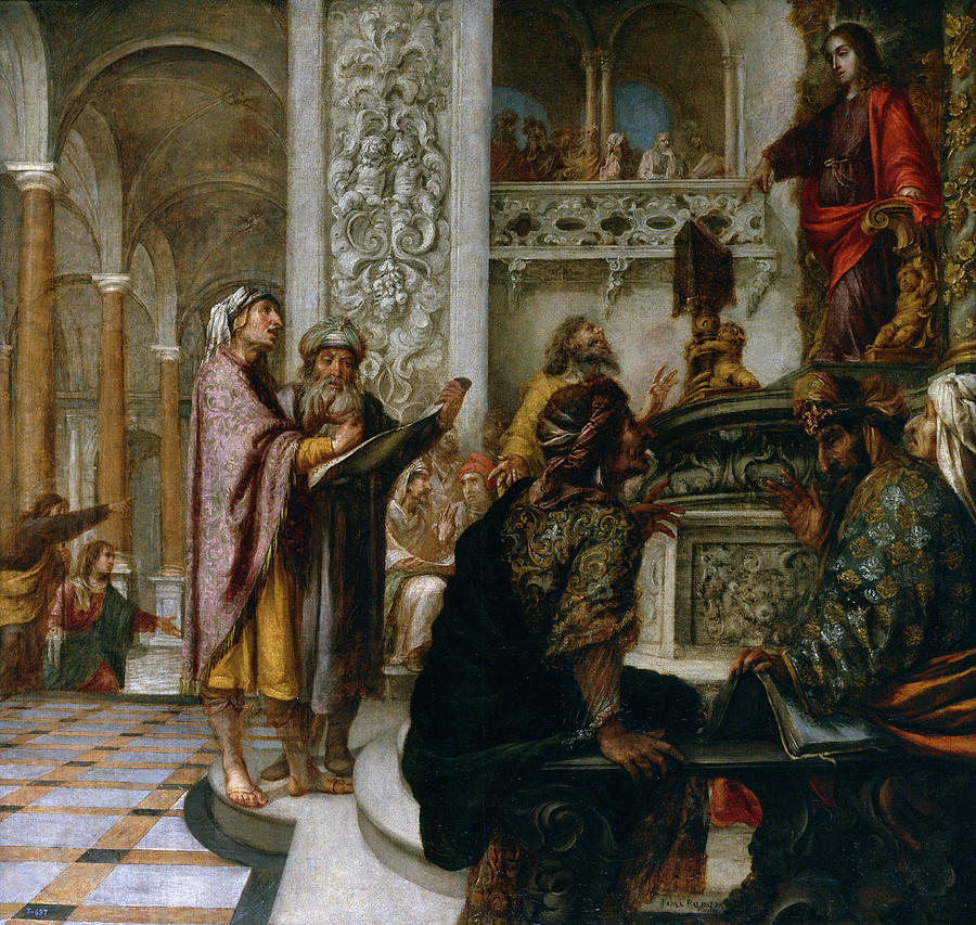 Jesus arguing with the doctors Painting by Juan de Valdes Leal