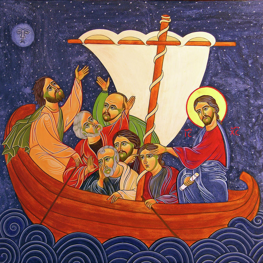 Jesus Boat Painting by Munir Alawi
