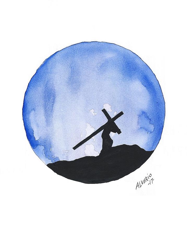Jesus Carried His Own Cross Painting by Edwin Alverio