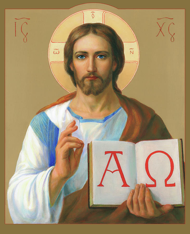Christmas Painting - Jesus Christ - Alpha and Omega by Svitozar Nenyuk