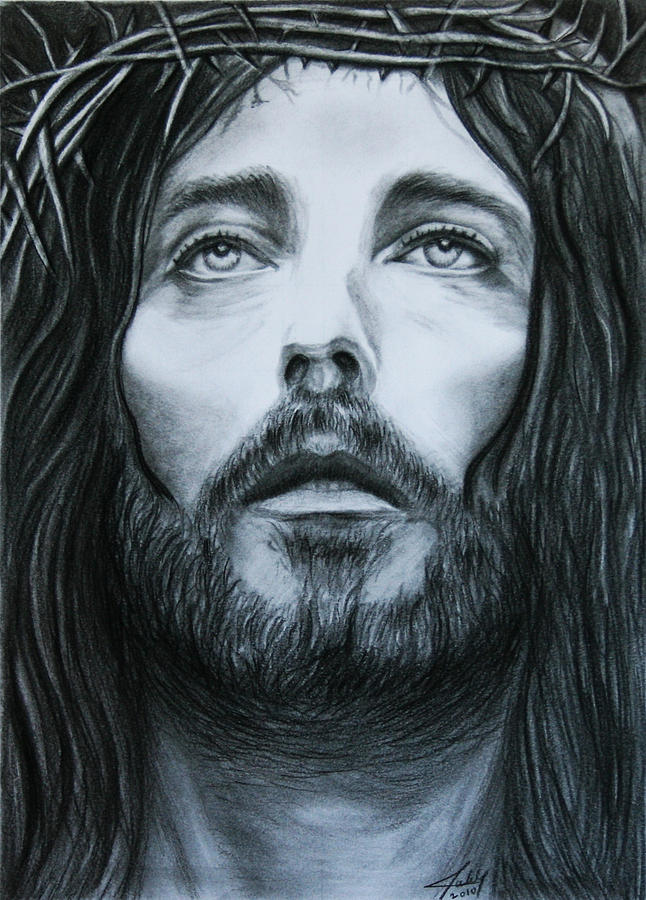 Jesus Christ Fusain Drawing by Nada El Saliby - Fine Art America