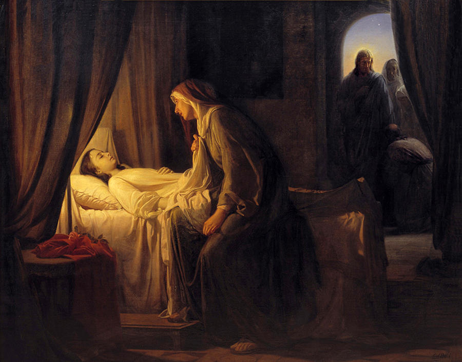 Jesus Christ Raising Daughter of Jairus Painting by Carl Bloch - Pixels