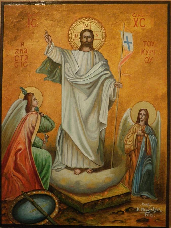 Jesus Christ Ressurection Painting by Konstantinos Baklatzis
