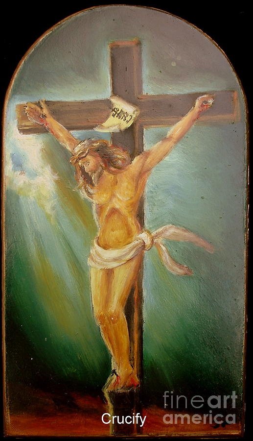 Icon Painting - Jesus crucifixion by Sorin Apostolescu