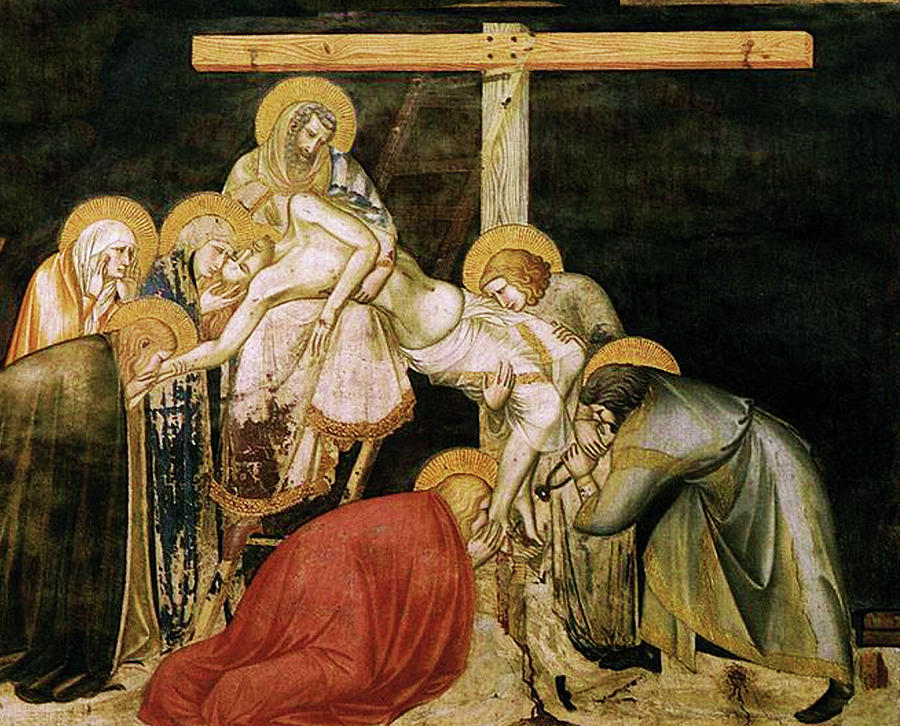 Jesus Christ Passion Deposition Detail Mixed Media by Pietro Lorenzetti