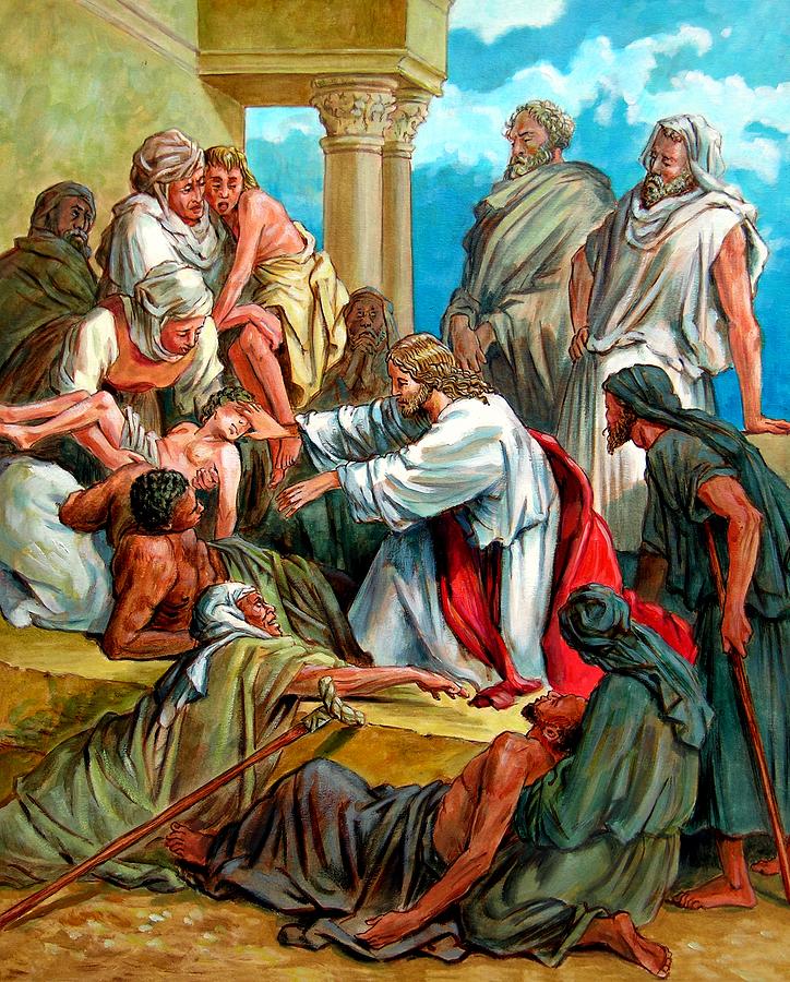 Jesus Healing the Sick Painting by John Lautermilch