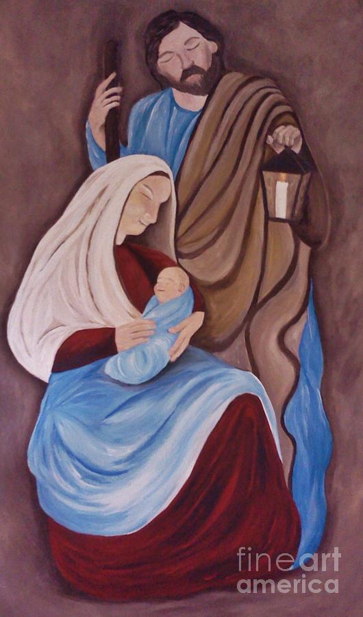 Jesus, Joseph And Mary Mural Painting