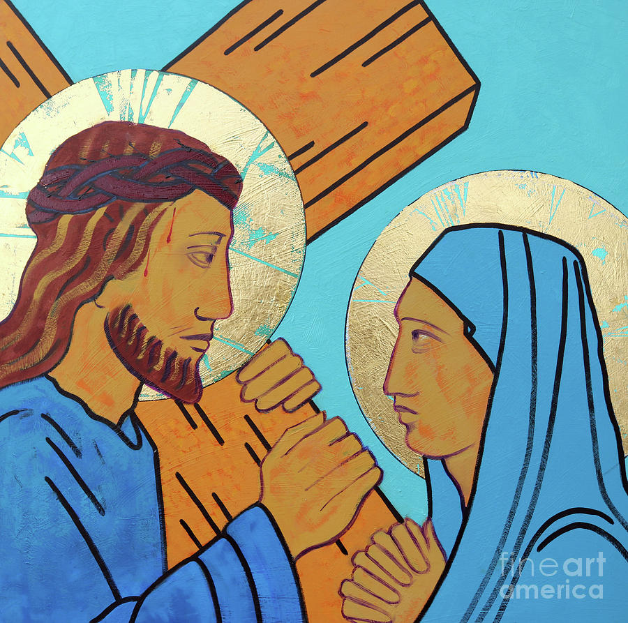 Jesus meets his mother Painting by Sara Hayward - Pixels