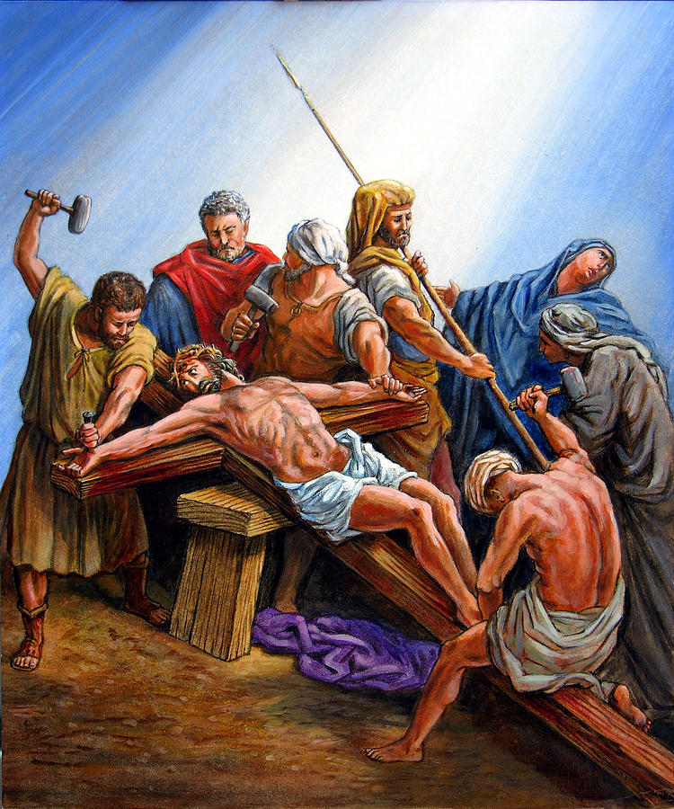 Jesus Nailed to the Cross Painting by John Lautermilch