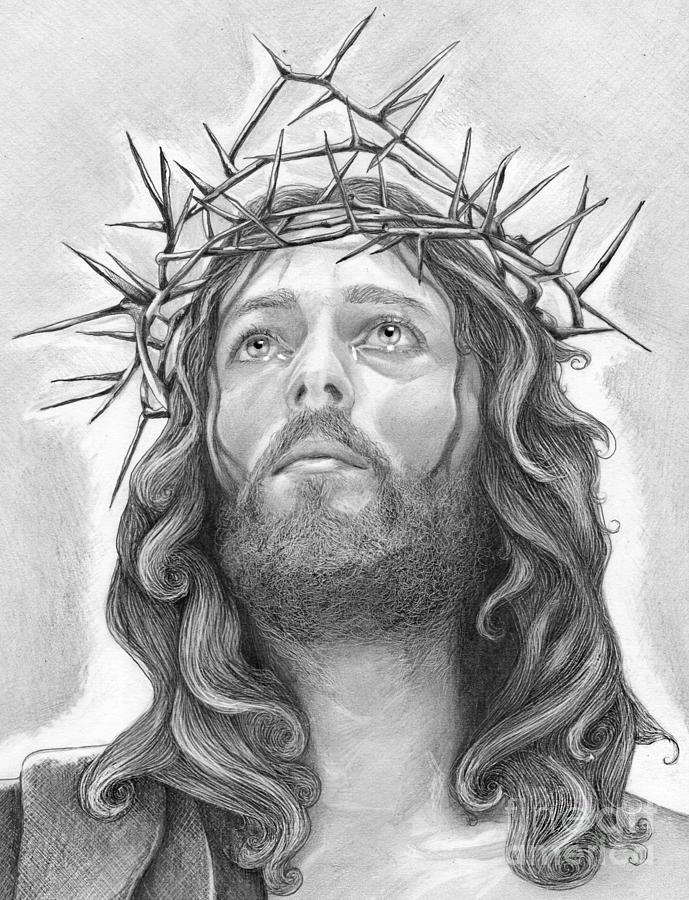Jesus Christ's face in pencil sketch