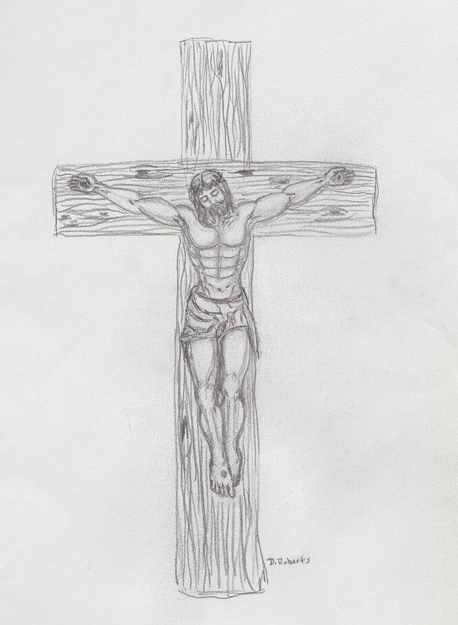 Jesus on Cross Drawing by Denise HamiltonRoberts Pixels