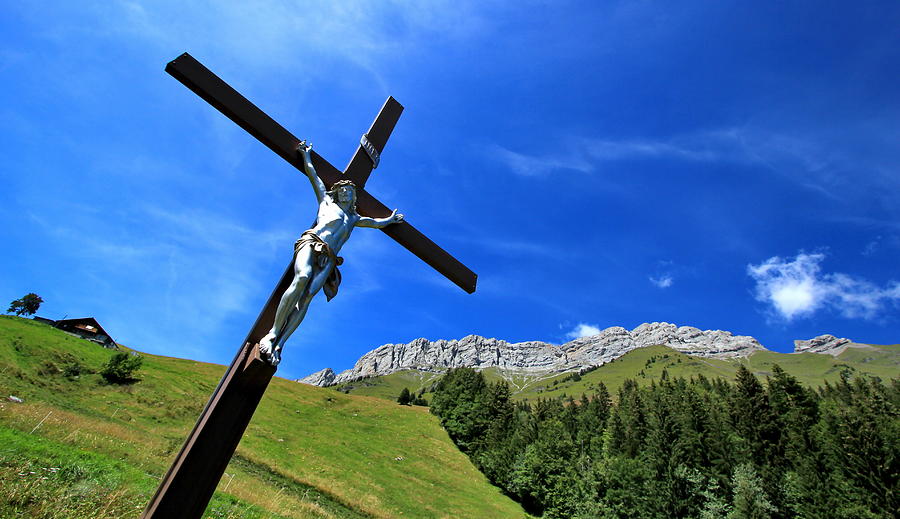 Jesus on the cross in the mountain Photograph by Elenarts - Elena Duvernay photo