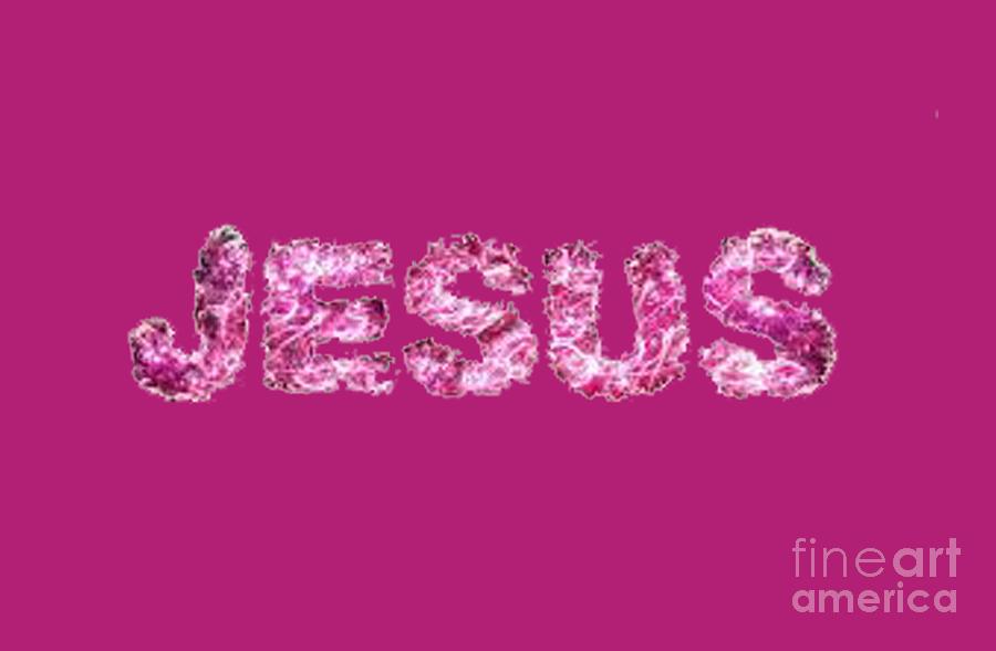 Jesus Pink Lettered T-shirt Painting by Herb Strobino