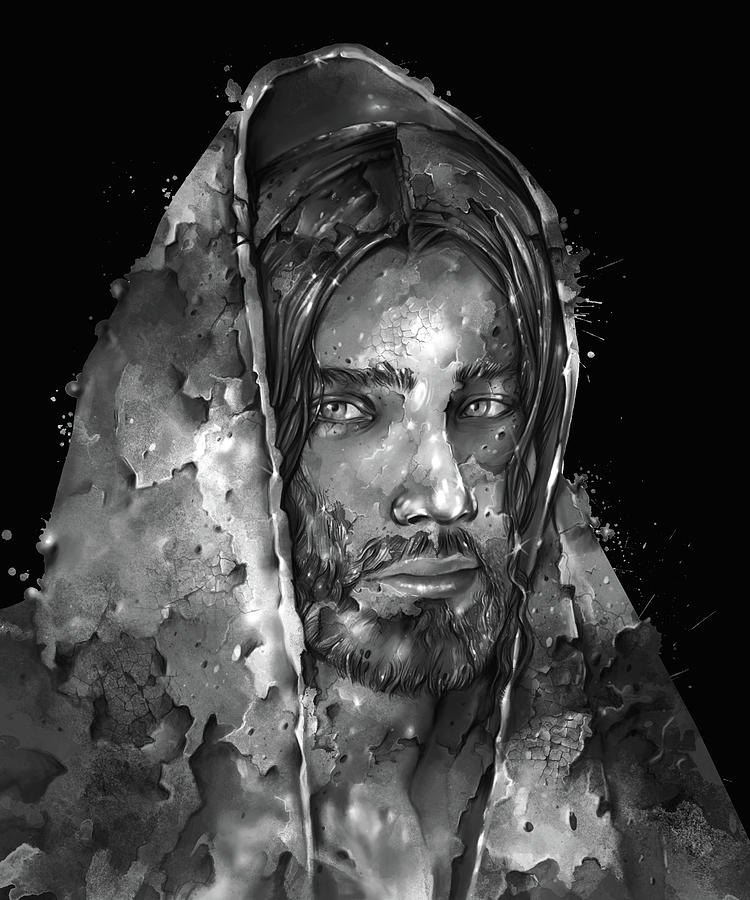 Jesus Christ Digital Art - Jesus Portrait Black 2 by Bekim M