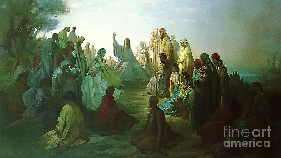 Jesus Preaching the Sermon Painting by MotionAge Designs