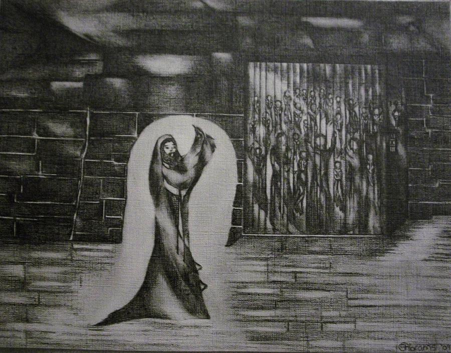 Key Drawing - Jesus preaching to the prisoners after Jesus resurrection by Stacey Abrams
