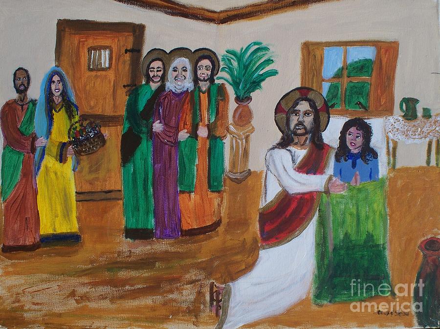Jesus Raises A Dead Girl Painting by Seaux-N-Seau Soileau
