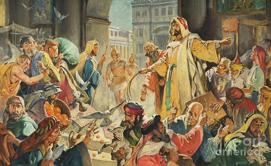 Jesus Christ Painting - Jesus Removing the Money Lenders from the Temple by James Edwin McConnell