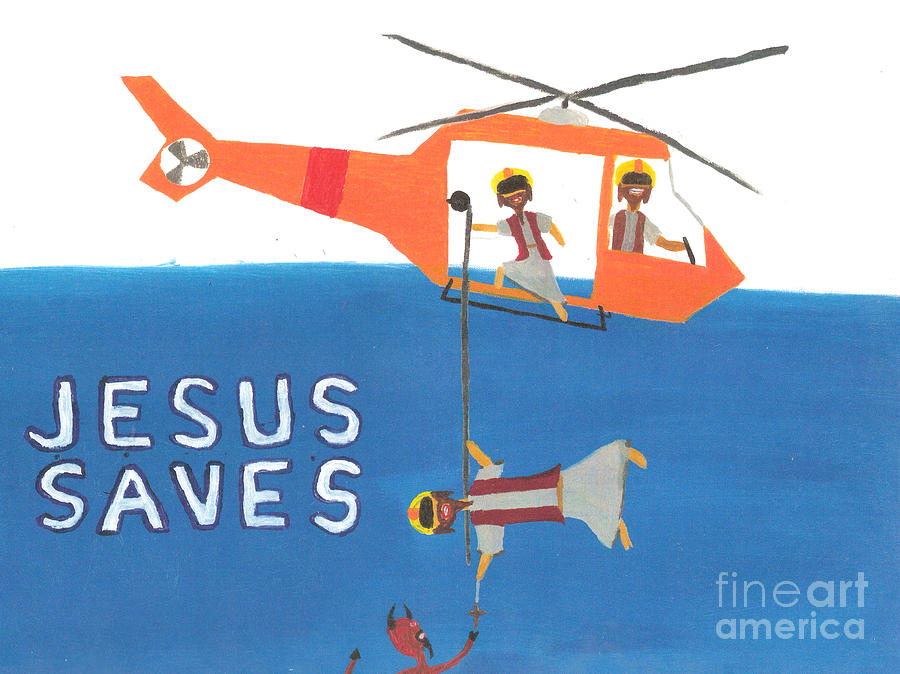 Jesus Saves Painting by Nick Nestle