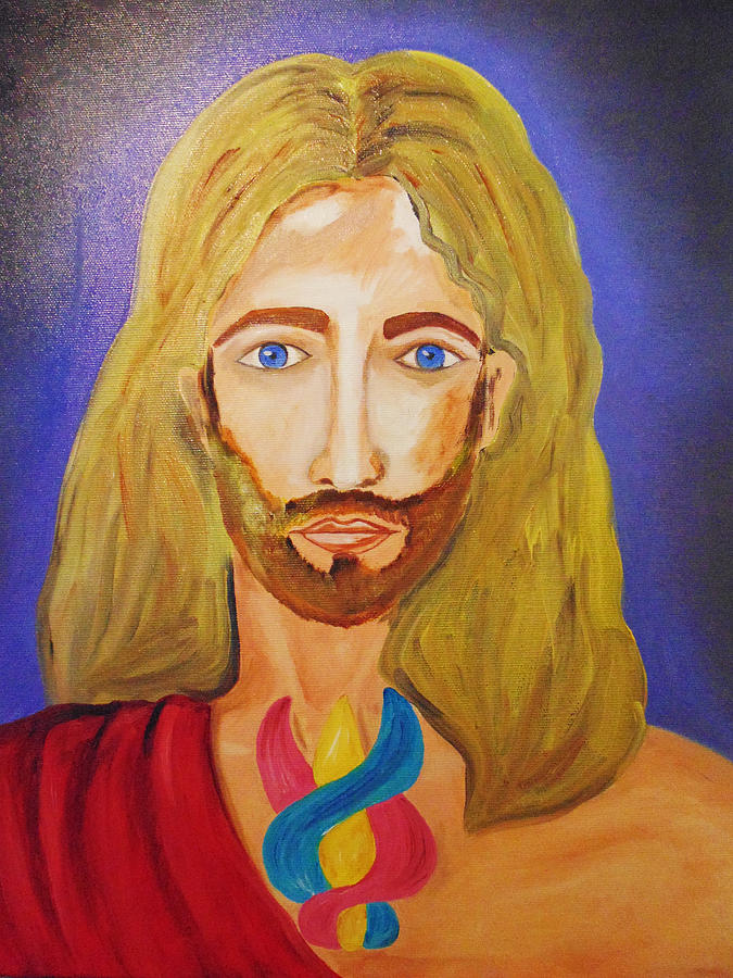Jesus Threefold Flame Painting by Shanti Art Studio - Fine Art America