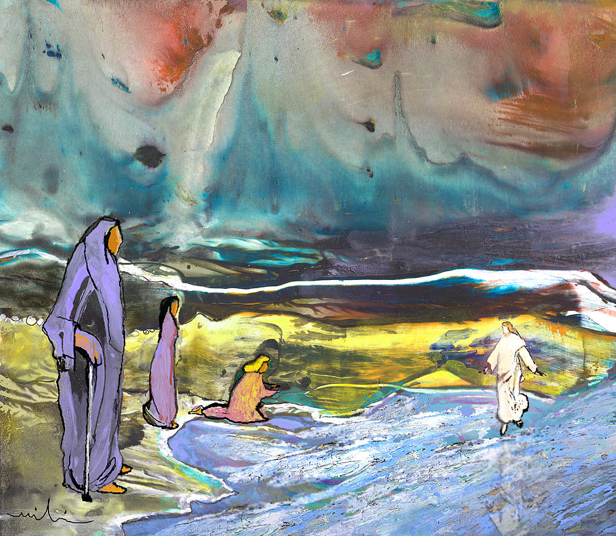 Jesus Walking On The Water Painting by Miki De Goodaboom