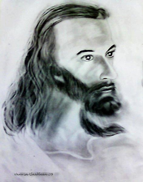 Jesus Drawing by Wanvisa Klawklean
