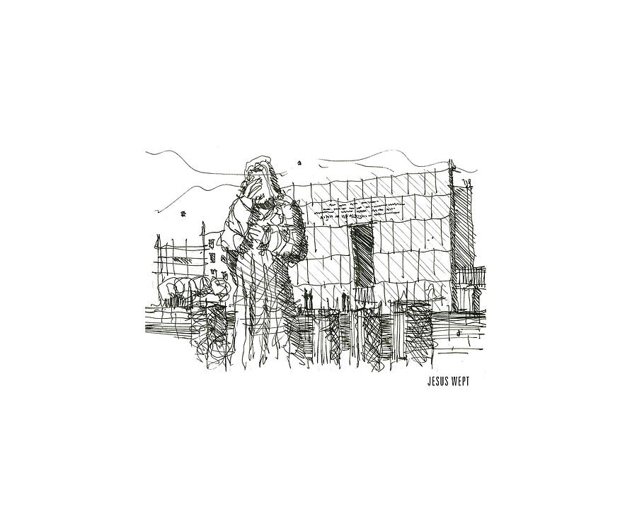 Oklahoma City Drawing - Jesus Wept by Geoff Parker