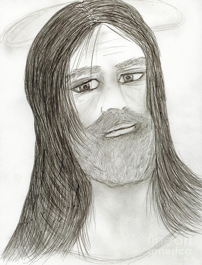 Jesus with Halo Drawing by Sonya Chalmers