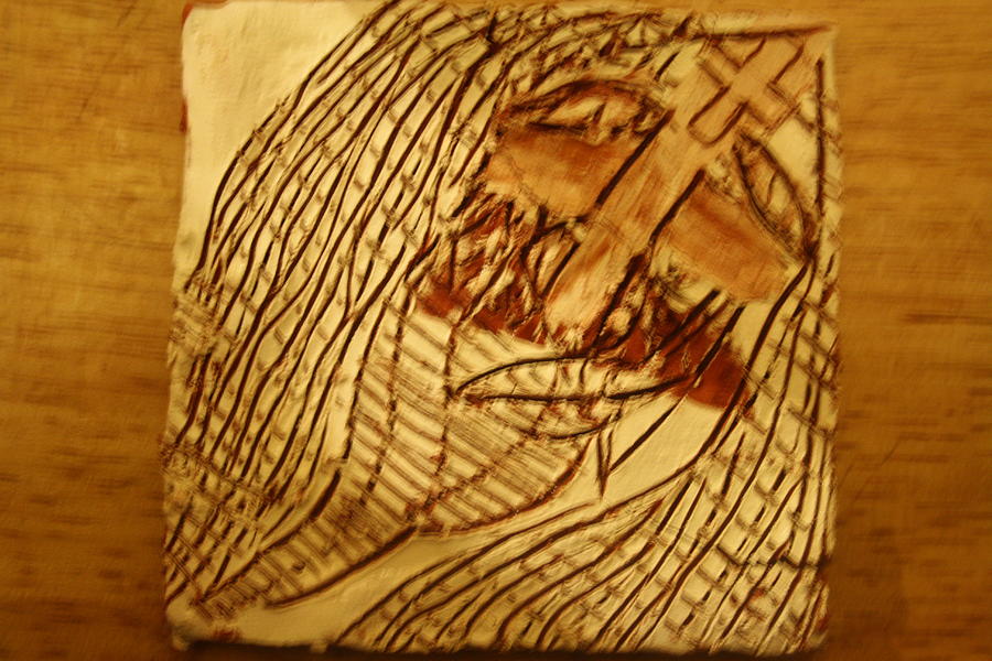 JesusChrist - tile Ceramic Art by Gloria Ssali