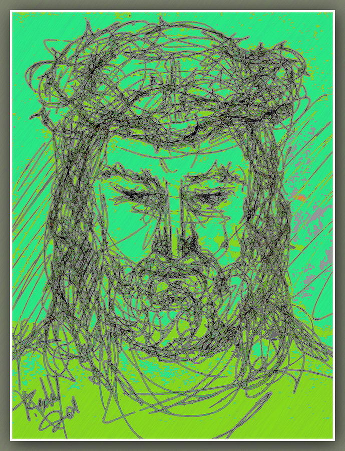 Jesus Christ Drawing - JESUSs agony by Freddy Kirsheh