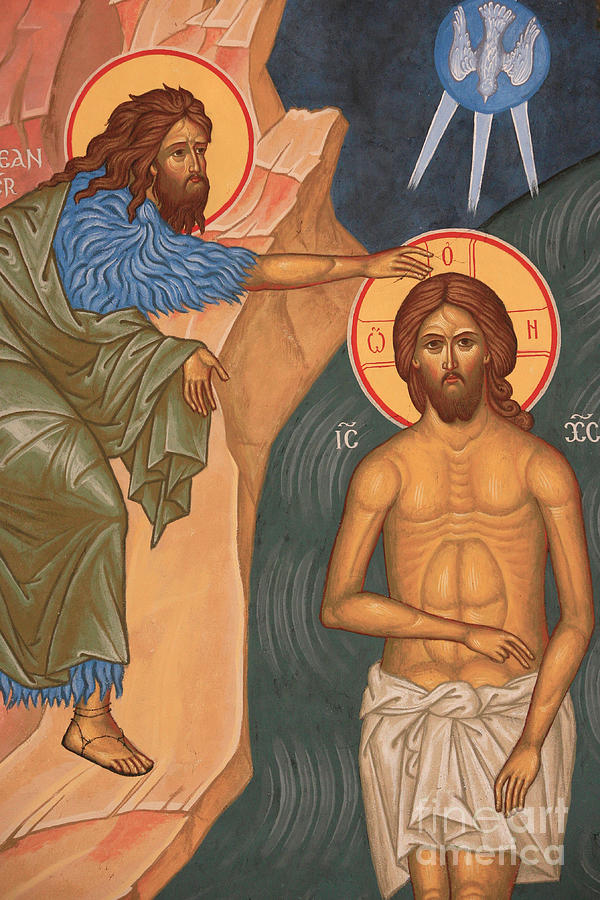 John The Baptist Painting - Jesuss baptism  by European School