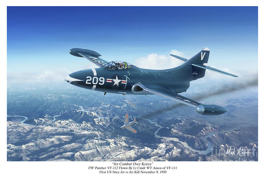 Jet Combat Over Korea Mixed Media by Mark Karvon