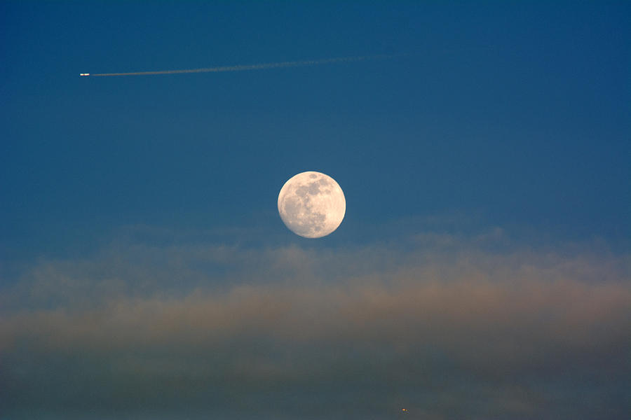 Jet Moon And Clouds Photograph