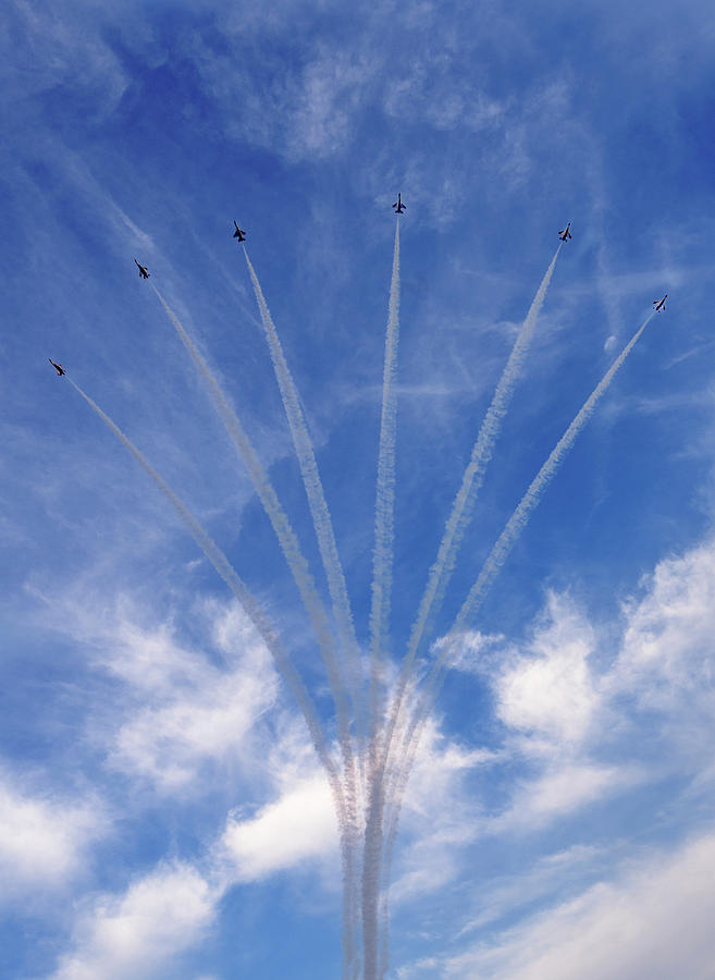 Jet planes formation in sky Photograph by Pradeep Raja Prints