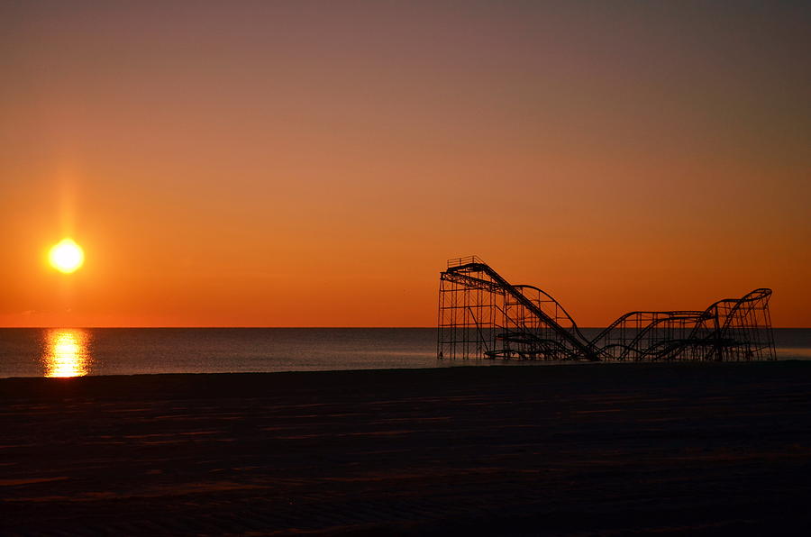 Summer Photograph - Jet Star Rollercoaster sunrise by Bob Cuthbert