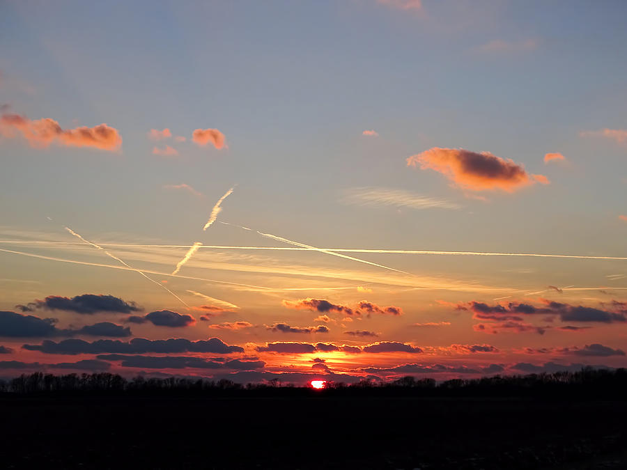 Jet Trails At Sunset Photograph by Theresa Campbell