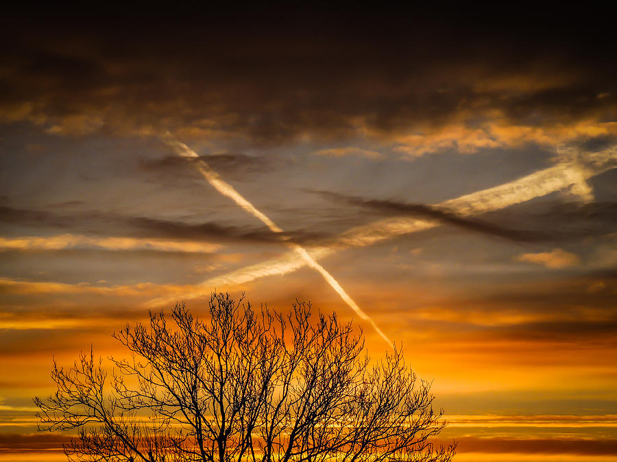Jet Trails Cross over County Clare Photograph by James Truett