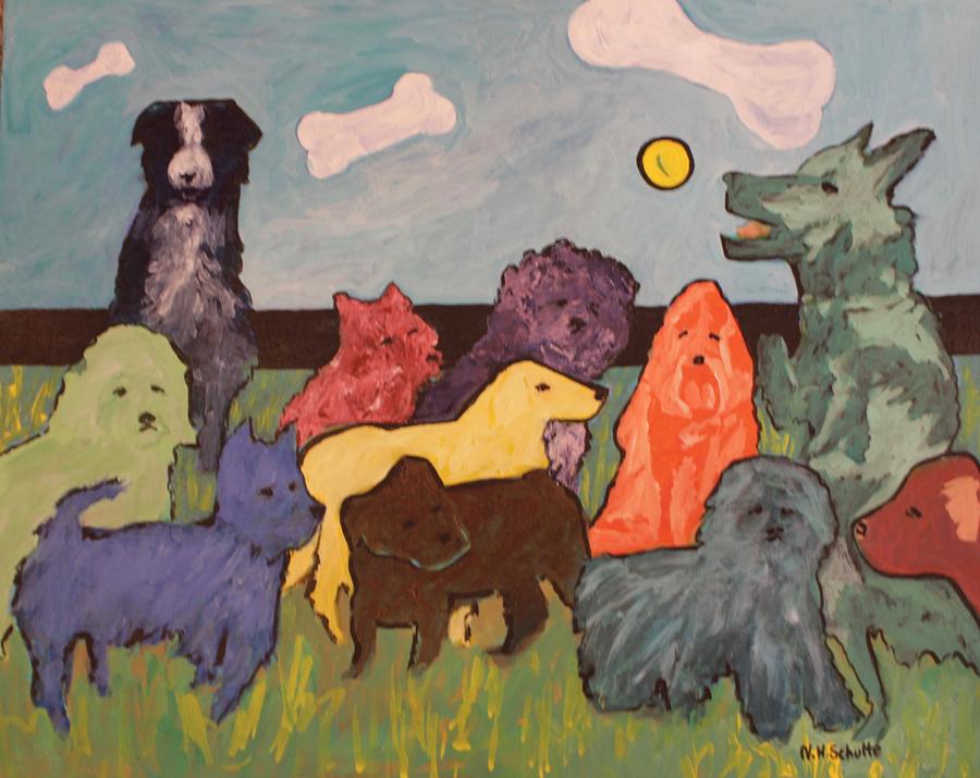 Dogs Painting - Jethros Ball by Nancy Henkel Schulte Dogs Painting - Jethros Ball by Nancy Henkel Schulte