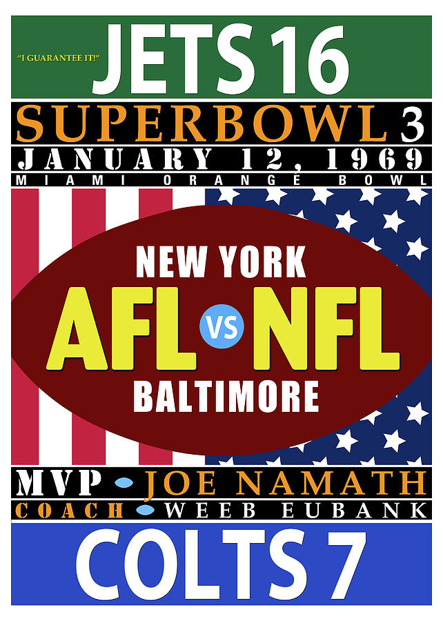 Joe Namath Digital Art - Jets 16 Colts 7 Super Bowl 3 by Ron Regalado