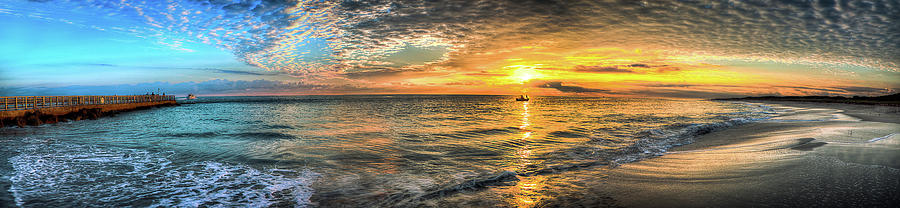 Boat Photograph - Jetty Sunrise Panorama by R Scott Duncan