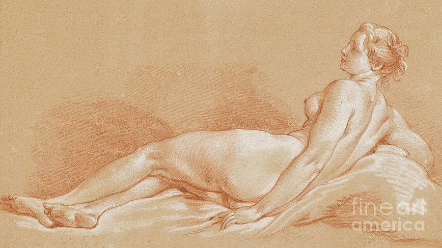 Jeune femme allongee Pastel by Francois Boucher