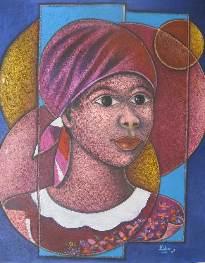 Haitian Painting - Jeune Fille en Rose by Keller