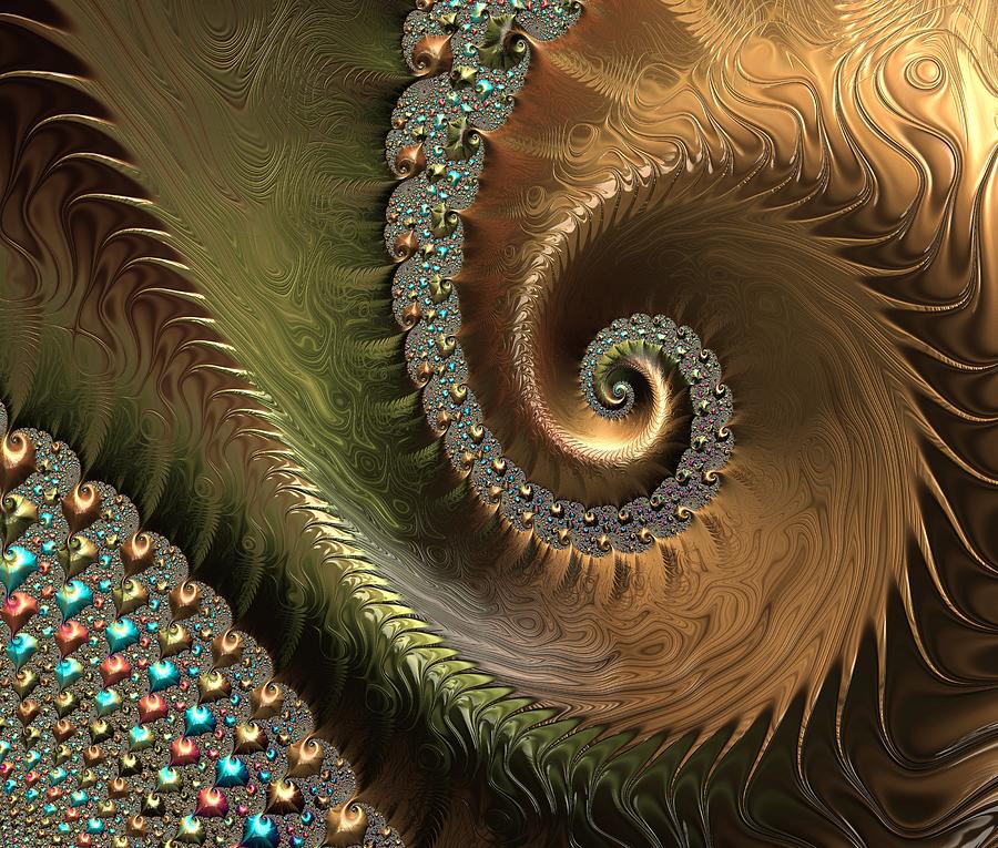 Dragon Digital Art - Jewel and Spiral Abstract by Marianna Mills