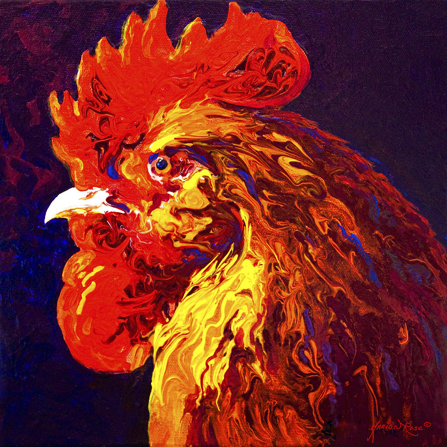 Rooster Painting - Jewel by Marion Rose