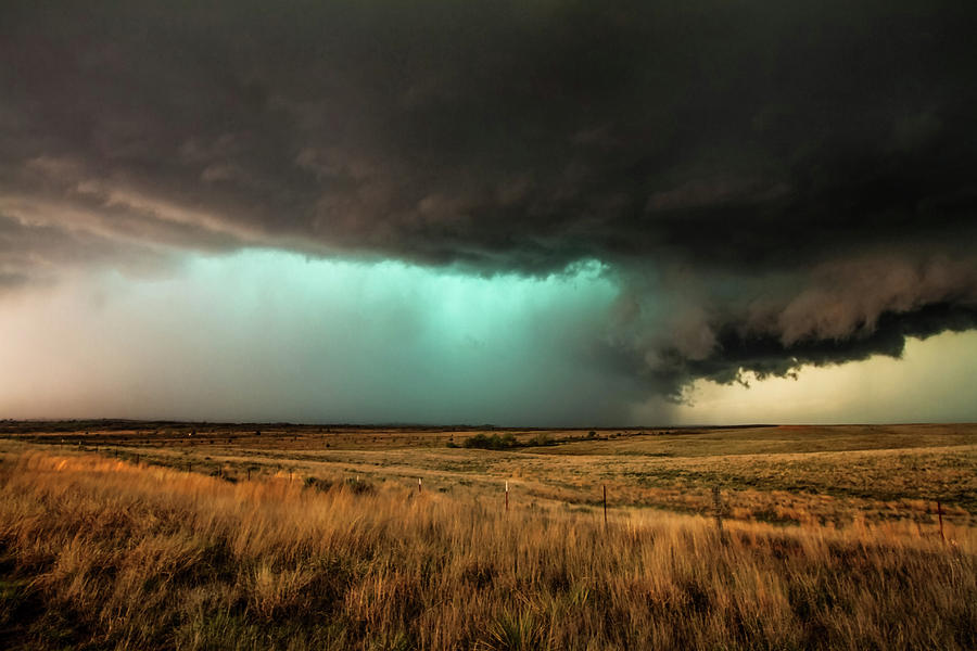 Jewel Of The Plains - Teal Colored Storm In Texas Panhandle Photograph