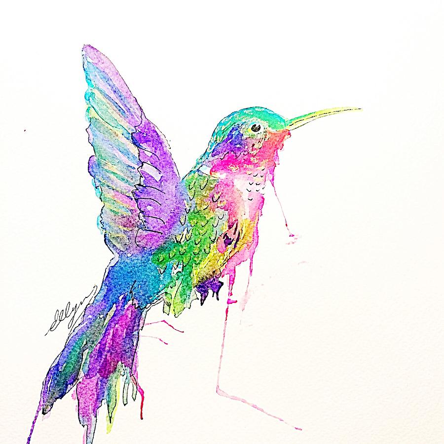 Jeweled Hummingbird  Painting by Ellen Levinson