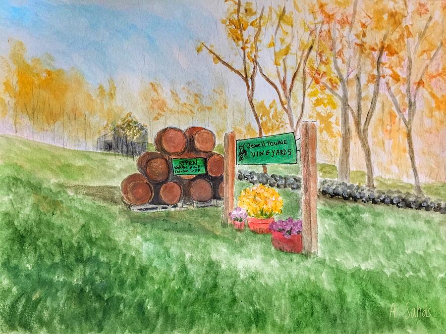 Jewell Towne Vineyards Painting by Anne Sands